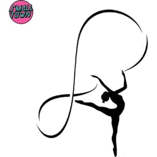 Small Town 11.9cm*15.6cm Gymnastics Sports Sexy Girl Decor Car Sticker Motorcycle Black/Silver S3-5974