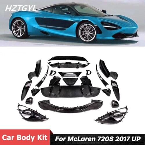 V Style Carbon Fiber Car Body Kit Front Bumper Lip Rear Diffuser Spoiler Side Skirts For McLaren 720S 17-19