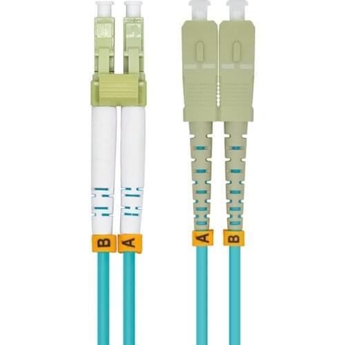 Indoor Armored 20 Meters LC-SC Duplex 10 Gigabit 50/125 Multi-mode Fiber Optical Cable OM3 Aqua 10GB LC to SC Patch Cord Jumper