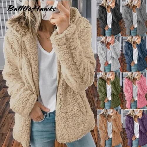 Winter Teddy Coat Women Faux Fur Coat Teddy Bear Jacket Thick Warm Fake Fleece Jacket Fluffy Jackets Plus Size Overcoat