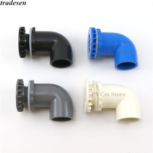 1pc PVC 20 25 32 40 50 mm 90 degree Thickened Fish Tank Outlet Aquarium Water Inlet Water Tank Elbow UPVC Pipe Joint Drainage