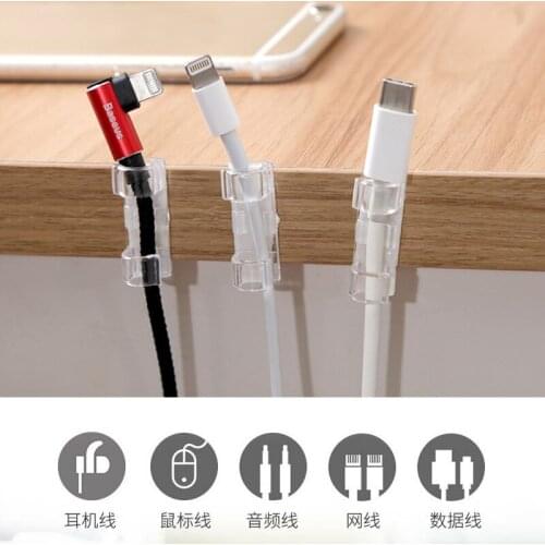 100Pcs Cable Organizer Clips Cable ABS Wire Manager Cord Holder USB Charging Data Line Winder Management Desktop & Workstation