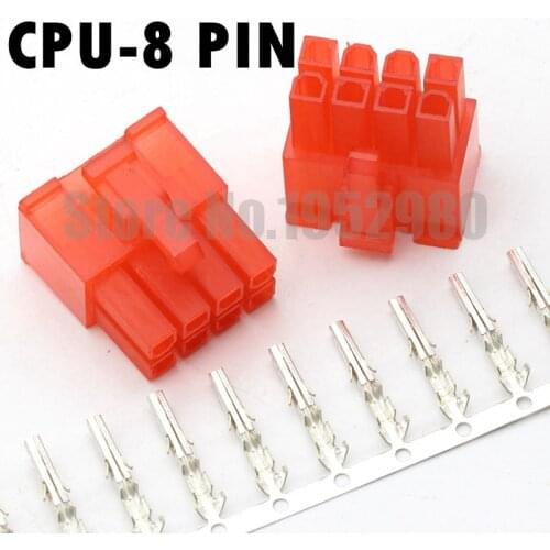 30 Set 4.2mm Connector 5557 2*4P Male Housing PC Computer CPU-8Pin Power Plug with Terminals Red