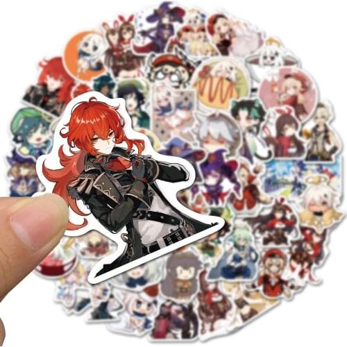50/Bag Game Genshin Impact Cosplay Props Project Anime Cartoon DIY Stickers Waterproof Graffiti Pictures Xmas Decorations Set