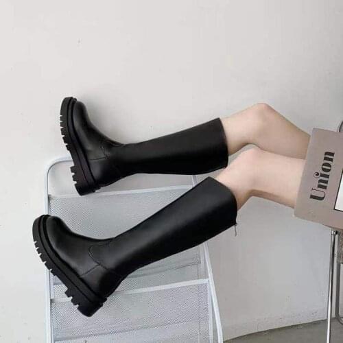 Brand Design Ladies Motorcycle Boots Platform Chunky Heels Zipper Boots Women 2021 Street Casual Party Shoes Woman
