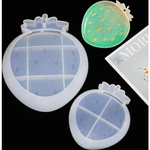 DIY Crafts Tray Plate Making Tool Crystal Epoxy Resin Mold Strawberry Shape Fruit Dish Casting Silicone Mould Drop Ship