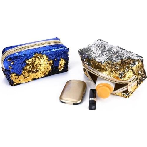 Women Sequins Glitter Cosmetic Bags Paillette Makeup Bags Girls Mermaid Party Clutch Glitter Bags