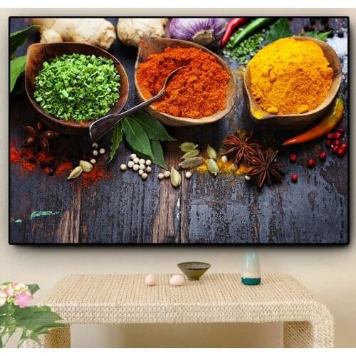 Colorful Grains Spices Peppers Kitchen Canvas Painting Cuadros Posters and Prints Scandinavian Wall Art Food Picture Living Room