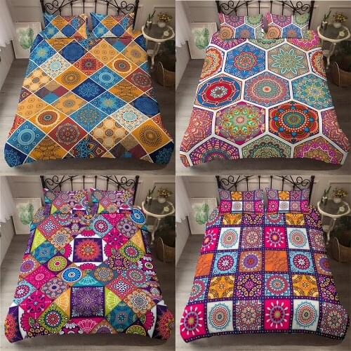 3D Digital Printed Bohemia Patchwork Duvet Cover Set Boho Mandala Bedding Set For Adults Bedcloth 2/3pcs Queen King Twin Size
