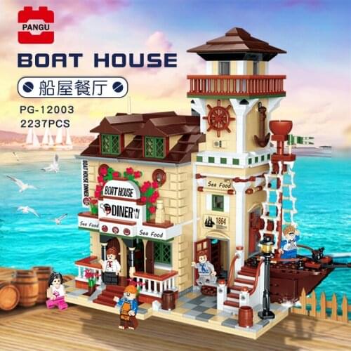 MOC Streetview Building Toys The Boat Hous Diner Model sets Building Blocks 16050 Assembly Bricks Toys Kids Birthday Gifts