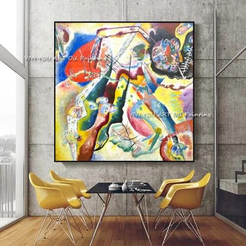 The Hot Artist Best Handpainted Wassily Kandinsky Oil Painting Geometic Picture Wall Decorative Colorful Art For Office Decor
