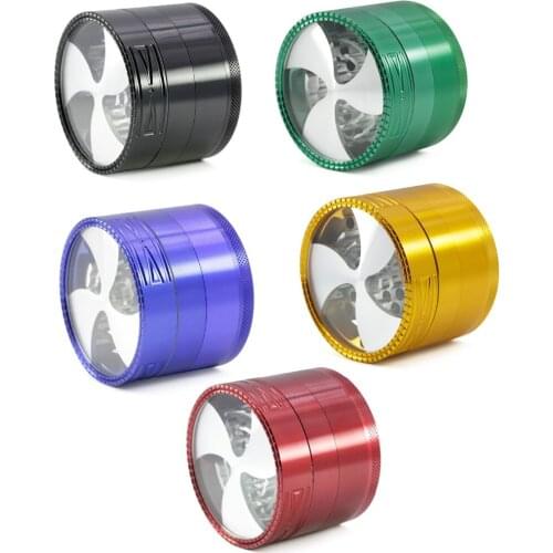 Hot Solid color 63x49mm 4 Layers Fan shape Smoking Herb Grinders Tobacco Cigarette Quality Grinder Combustion piece gift