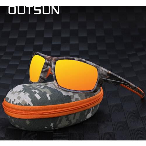 OUTSUN 2020 New Camouflage Sunglasses Men Women Polarized UV400 Coating Lens Black Camo Frame For Fishing Driving