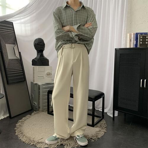 2020 Mens Casual Pants Suit Pants Formal Fashion Blazers Trousers Business Design Cotton Loose Black Straight Leg Pants M-XL