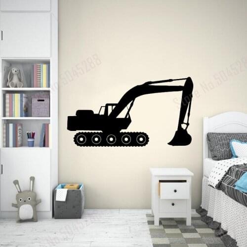 Construction Excavator Wall Decal Heavy Construction Wall Sticker Excavator Wall Decor Decal for Boys Bedroom Nursery Decor Z695