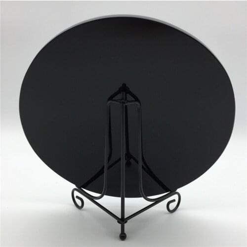 Natural black obsidian plate fengshui thick mirror circle disk reiki healing crystal stone with free shelf