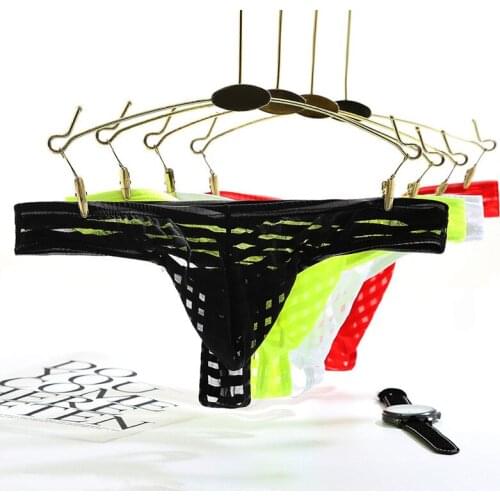 Solid Color Men G String Low Waist Thong Sexy Translucent Male Bikini T-back 15