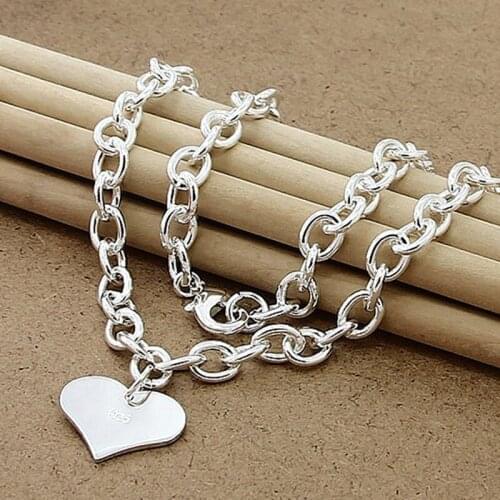 925 Silver Necklace Fashion Love Couple Heart Pendant Necklaces New Charm Silver Jewelry