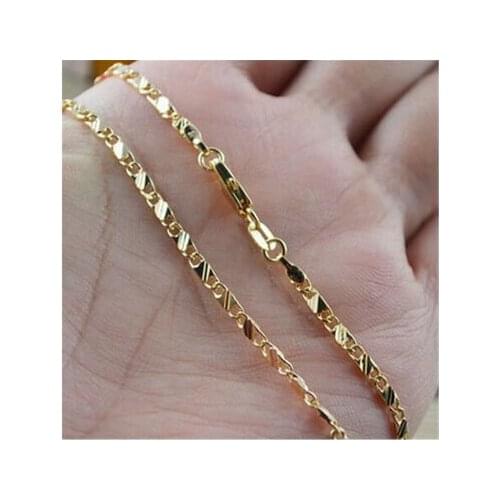 LJ&OMR Lose Money Promotion 24K gold Plating Chains Necklace Beautiful Gold Color Necklace for Women ( Size: 2mm, 16-30inch)