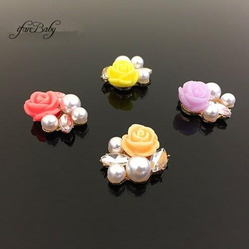 Alloy Flat back button for DIY Hair Accessories pearl Rhinestone Button