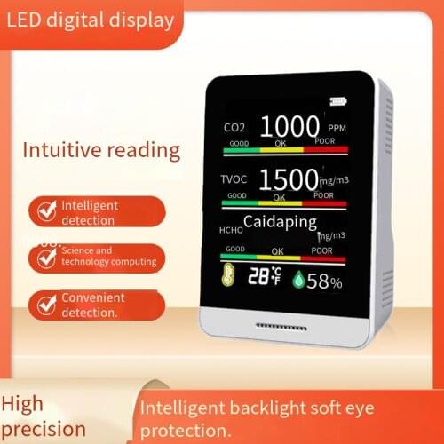 Portable CO2 Meter Digital Temperature Humidity Sensor Tester Air Quality Monitor Carbon Dioxide TVOC Formaldehyde HCHO Detector
