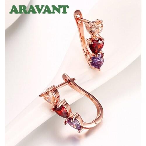 Romantic Love Heart AAA+ Cubic Zircon Hoop Earring For Women Jewelry Wedding Engagement Statement Earrings