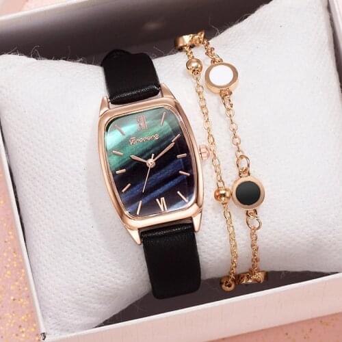 Luxury Womens Watches bracelet set Simple Ladies Women Watch Casual Leather Quartz Wristwatch Girl clock relogio feminino