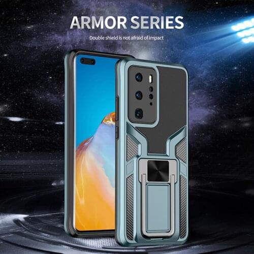 Luxury Fashion Personality Personality Car Magnetic Ring Holder Metal Armor Phone Case For Huawei P40 Pro Plus Cover Funda Coque