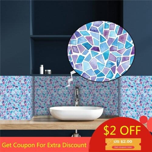 6pcs/bag Self Adhesive Mosaic Tiles 3D View Waterproof Art Wallpaper For Kitchen Tile Stickers Bathroom Wall Renovate Decoration