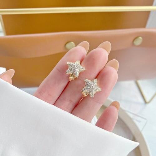 2021 Korea New Design Fashion Jewelry 14K Real Gold Plated AAA Zircon Star Earrings Exquisite Small Girls Gift Womens Earring