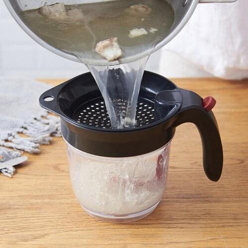 1pc Fat Separator With Bottom Release Strainer Filter Kitchen Soup Residue Oil Tool Oil With Separator Creative Can Filter Y4H2
