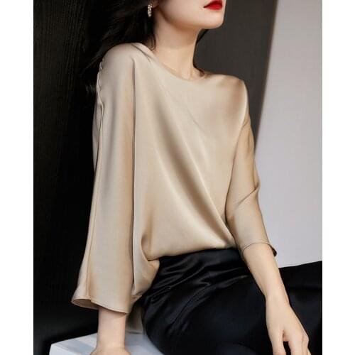 Abstinence goddess temperament silky naked sense elastic satin double-sided silk top 0531