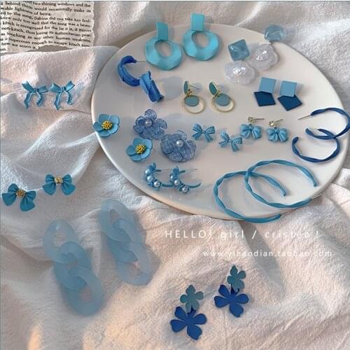 Blue Style New Temperament Earrings Earrings Sweet Temperament Female Earrings Simplicity Summer Earrings 2021 Trend New
