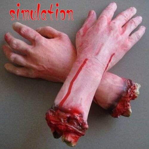 Life like Scary Arm Hand Cut Off Bloody Horror Fake Latex Life size Arm Hand Scary Halloween Prop Haunted Party Decoration