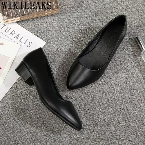 Low Heels Pointed Heels Block Heel Shoes Court Shoes Black Pumps Office Shoes Women Fashion Topuklu Ayakkabi Bayan Zapatos 2020