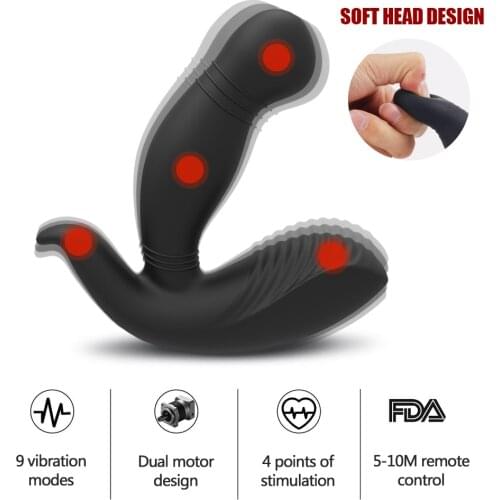 Unisex Vibrator Prostate Massager Men Anal Plug Waterproof Powerful Motors 9 Stimulation Patterns Butt Silicone Adult Sex Toys
