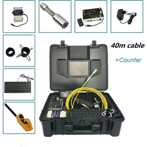 Waterproof Inspection Camera Sewer Pipe 23mm Long Spring Flexible Head Sewerage Camera 40m Push Rod Cable With 512hz transmitter
