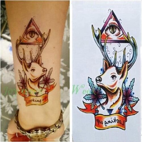 Waterproof Temporary Tattoo Sticker new school bucks deer eye totem tatto flash tatoo fake tattoos for men women girl