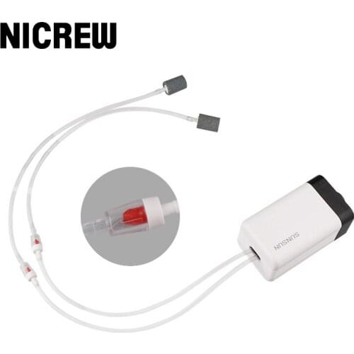 Nicrew Aquarium Air Pump Oxygen Aquarium Pond with 2 Air stones stone Silicone Tubes 2 Stop valve Fish Tank Aquatic Accessories