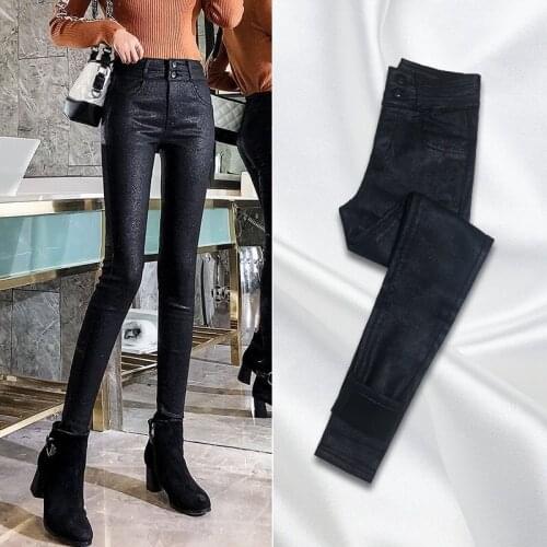 Women Pants 2021 Spring And Autumn Leather Pants Womens Pants High Waist Leather Feet Pants Pantalones De Mujer