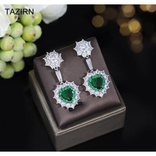 2021 New Cubic Zirconia Drop Earrings for Women Sweet Heart Shape Dangle Earrings CZ Jewelry Accessories Birthday Party Gifts