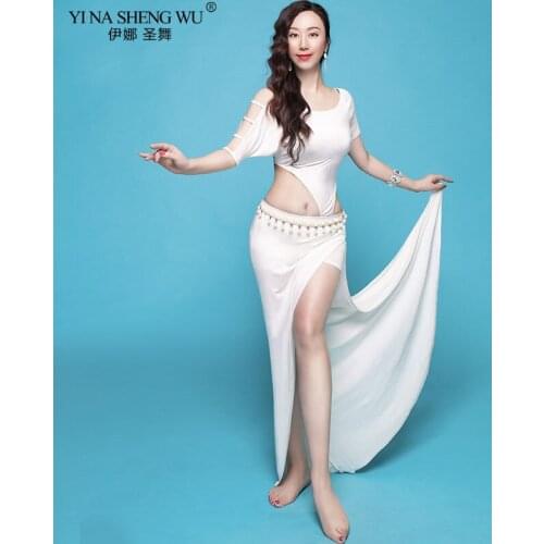 New Oriental Dance Women Belly Dance Costume Practice Set Sexy Split Slim Modal Dress Suits Show Top+skirt 2pcs Team Dancewear