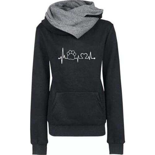 Autumn Winter Fashion Print Hooded Sweatshirt Women Long Sleeve Pocket Warm Pullover Female Casual Plus Size Sweatshirts
