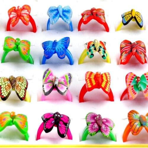10Pcs Mixed Colors Polymer Clay Children Finger Rings Lovely Flower Rings Fashion Jewelry Wholesale