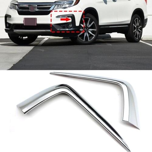 2pcs ABS Chrome Front Fog Light Lamp Trim Eyebrow Eyelid Garnish Accessories For Honda Pilot 2019 2020