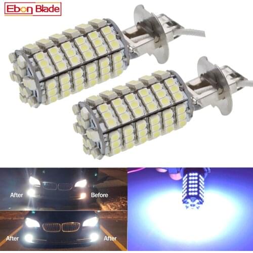2PCS H3 Led Bulbs Super Bright 120SMD 3528 LED Car Front Fog Light White 6000K Auto Day Running Driving Lamp Automobiles Bulbs