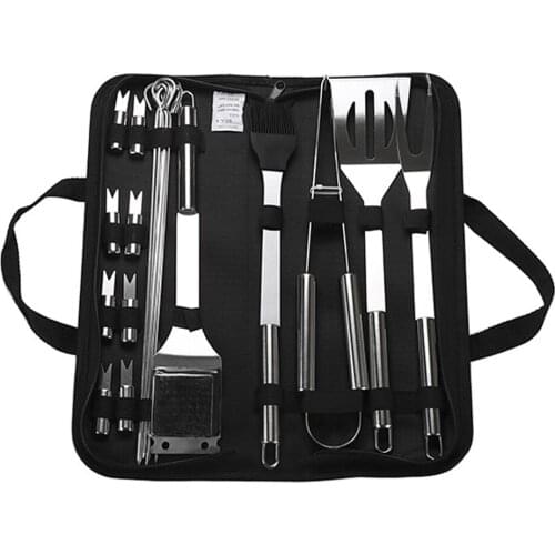 20 Pcs/set BBQ Tools Set Barbecue Grilling Utensil Accessories Stainless Steel Camping Outdoor Cooking Tools Kit BBQ Utensils