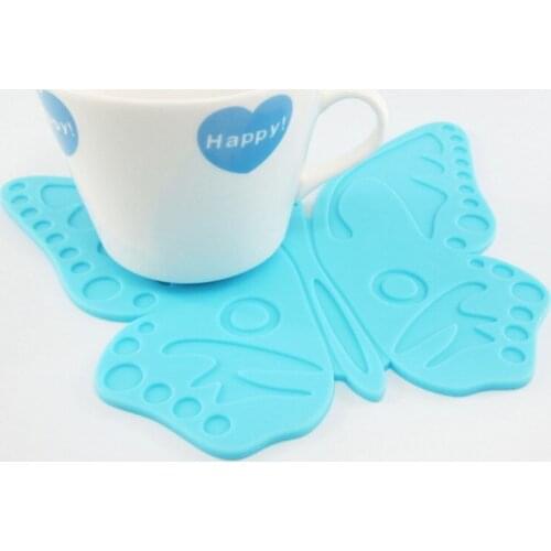300 pcs Cute Silicone Carton Butterfly Placemat Cup Mat Coaster Place Mat Table Decor Flexible Table Heat Resistant Drinks Mats
