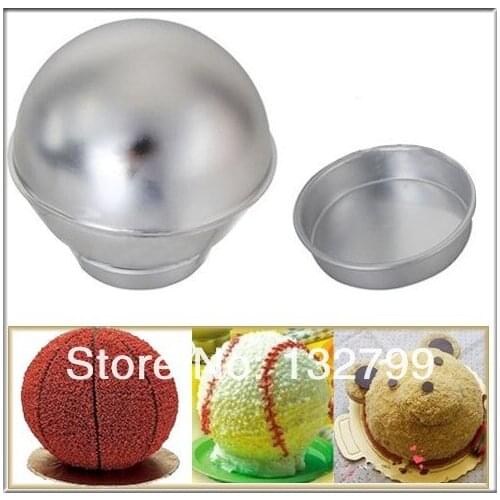 3D Sports Ball Cake Mold Tin Pan Mold Set 6" Silver Half Ball Sphere Baking Mould Tool Kitchen
