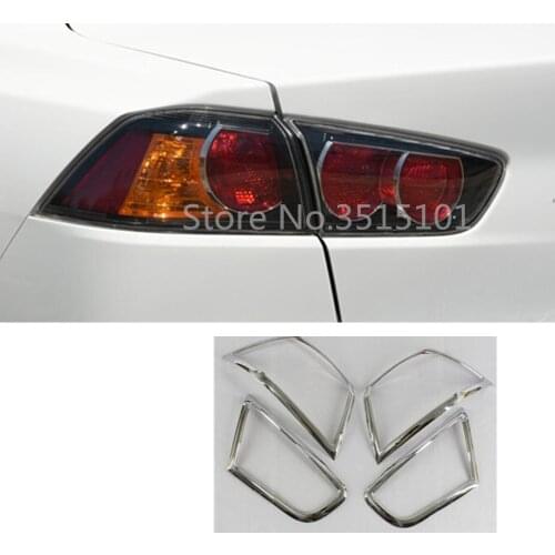 Car ABS Chrome Cover Trim Back Tail Rear Light Lamp Frame 4pcs For Mitsubishi Lancer EX 2010 2011 2012 2013 2014 2015 2016